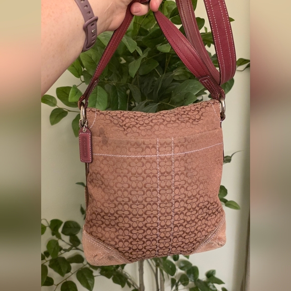 Coach Belted Soho Flap Pink Signature C Fabric and Suede Crossbody - Picture 6 of 13